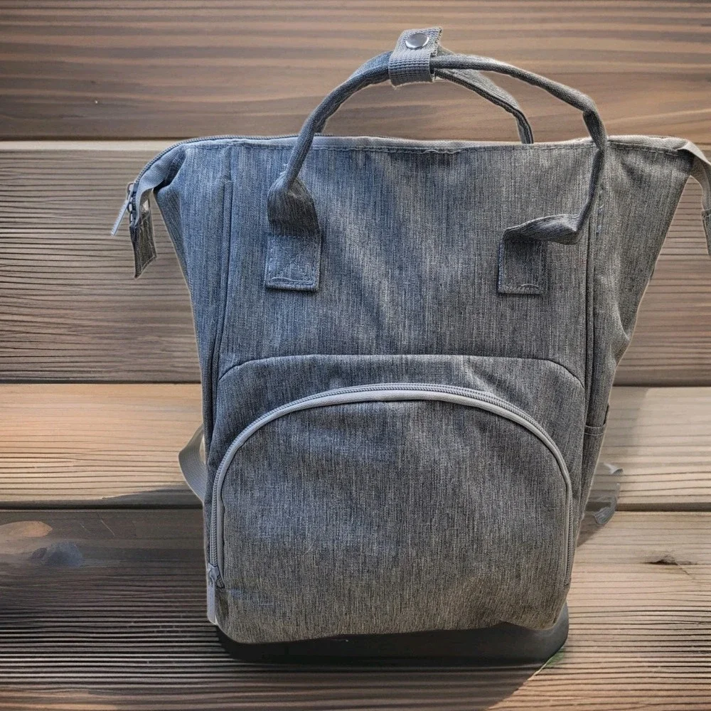 Enfamil‎ Gray Heathered Diaper Bag Backpack Multi Pocket Travel Baby Bag